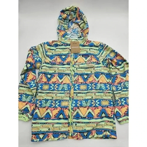 Patagonia Kid's L Baggies Jacket High Hopes Geo/Salamander Green NWT - Picture 1 of 10